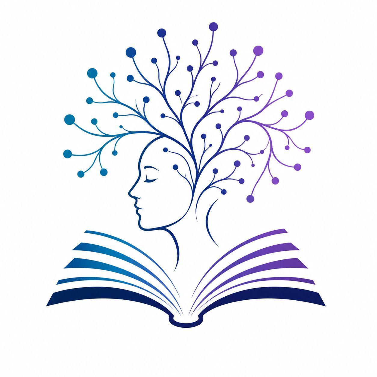 Psyched to Learn logo: an open book with a human profile and branching neural forms